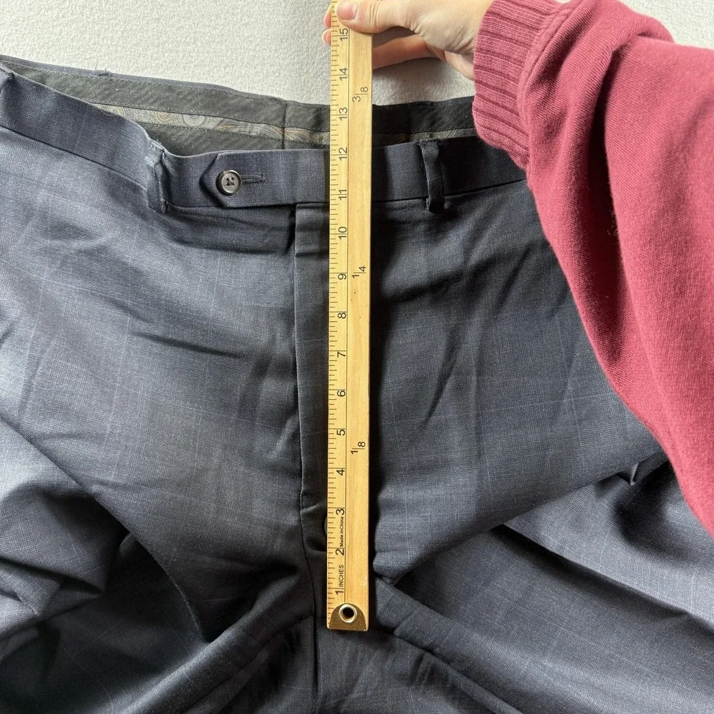Lauren Ralph Lauren Pants Mens 38x30 Gray Wool Check Flat Front Dress Slacks